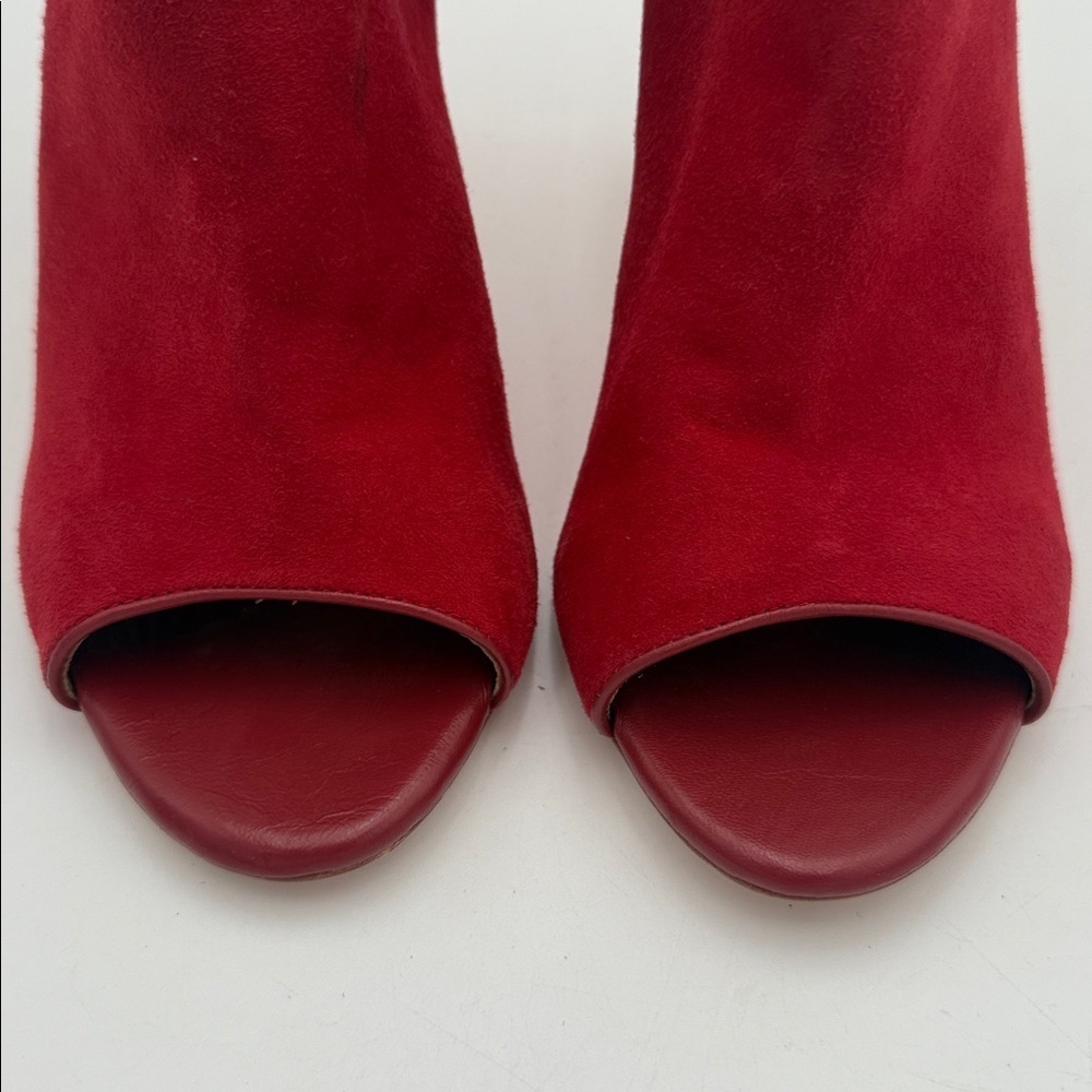 Joie Red Suede Peep-Toe Heeled Boots women 37 suede casual Y2K casual office - Picture 5 of 13